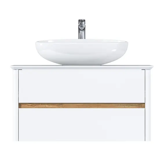 Тумба подвесная 1Marka Monro  2ящика, белый столешница/стекло