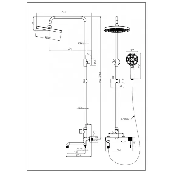 Душевая стойка  ESBANO DAISY (DS-SG) брашированное золото