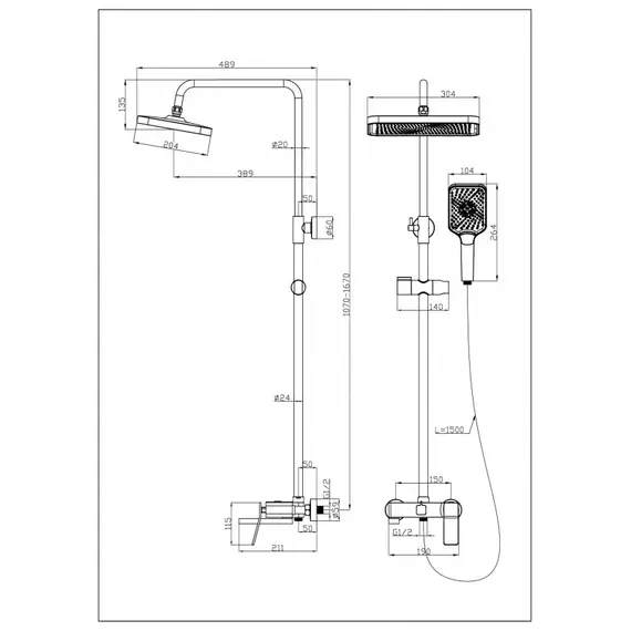 Душевая стойка  ESBANO GEMINI (DS-GM) оружейная сталь