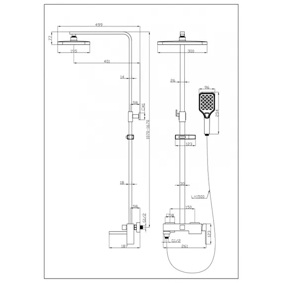 Душевая стойка  ESBANO BASCO (DS-MB) черный матовый
