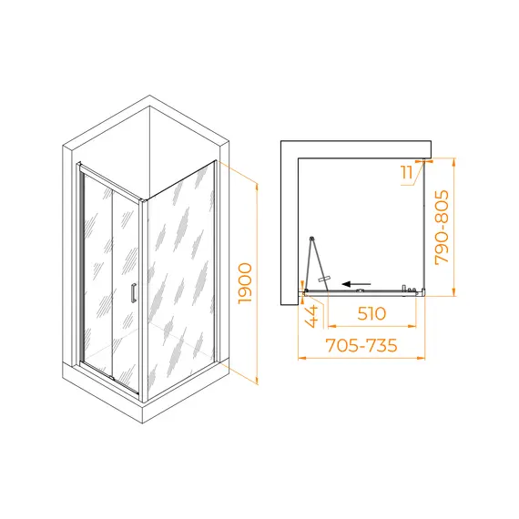 Душевой уголок RGW PA-142 (PA-21+Z-050-5) прозрачное/хром