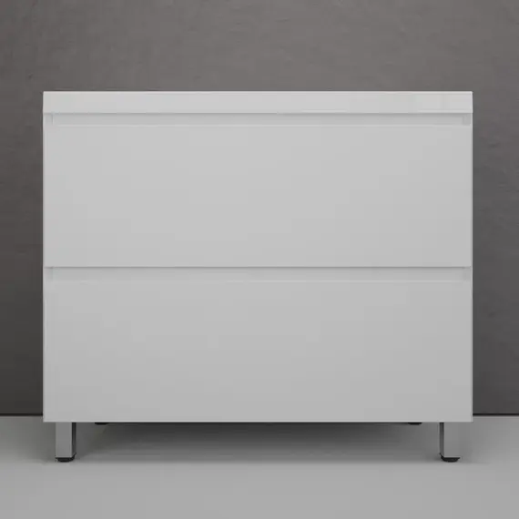 Тумба напольная Style line  "Манхэттен 100/80/70/60" ЭМАЛЬ с раковиной ASTI, 2 ящика, PLUS, белый матовый