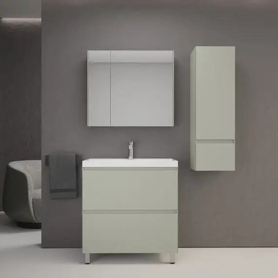 Тумба напольная Style line "Манхэттен 100/80/70/60" ЭМАЛЬ с  раковиной ASTI , 2 ящика ,PLUS ,олива