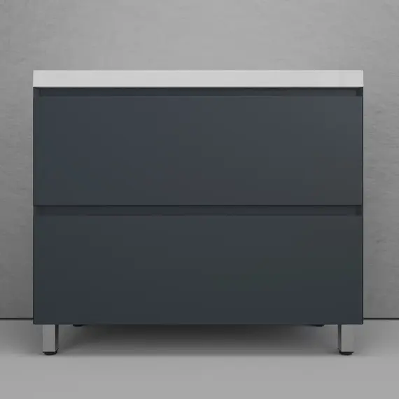 Тумба напольная Style line "Манхэттен 100/80/70/60" ЭМАЛЬ с раковиной ASTI , 2 ящика , PLUS, графит