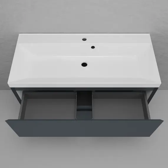 Тумба напольная Style line "Манхэттен 100/80/70/60" ЭМАЛЬ с раковиной ASTI , 2 ящика , PLUS, графит