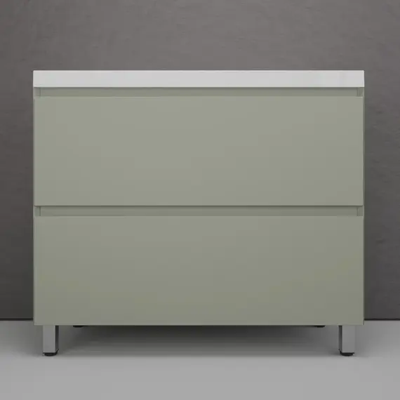 Тумба напольная Style line "Манхэттен 100/80/70/60" ЭМАЛЬ с  раковиной ASTI , 2 ящика ,PLUS ,олива