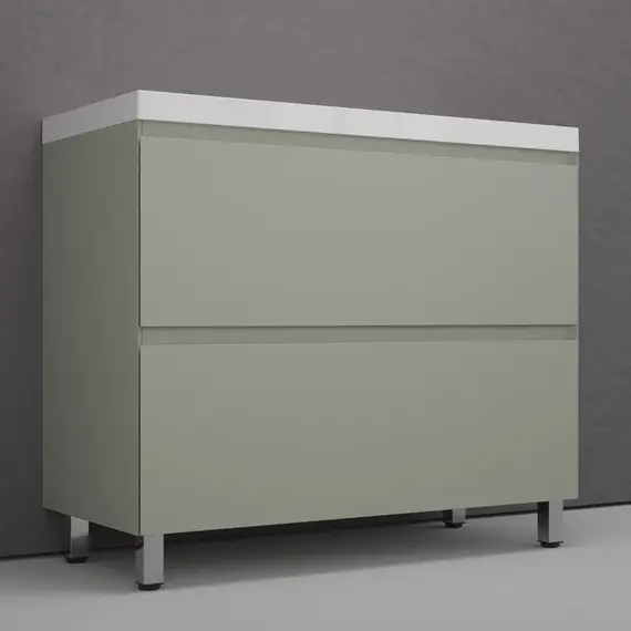 Тумба напольная Style line "Манхэттен 100/80/70/60" ЭМАЛЬ с  раковиной ASTI , 2 ящика ,PLUS ,олива