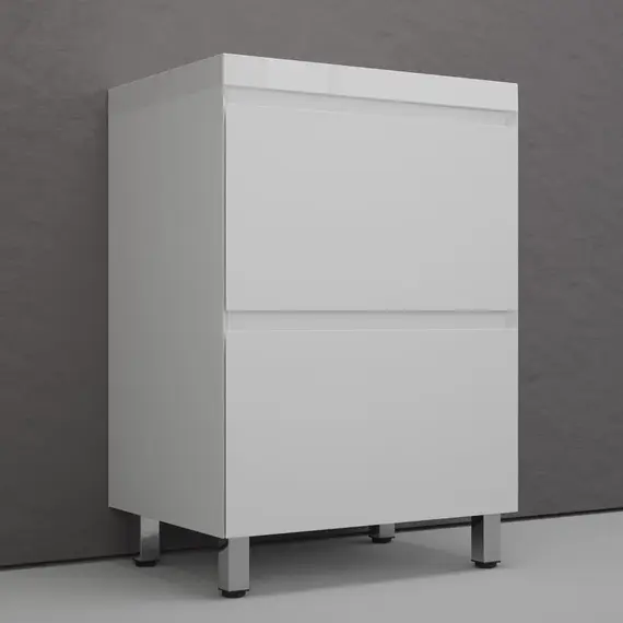 Тумба напольная Style line  "Манхэттен 100/80/70/60" ЭМАЛЬ с раковиной ASTI, 2 ящика, PLUS, белый матовый