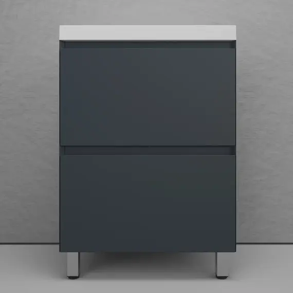 Тумба напольная Style line "Манхэттен 100/80/70/60" ЭМАЛЬ с раковиной ASTI , 2 ящика , PLUS, графит