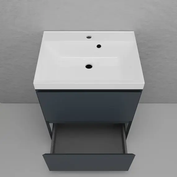 Тумба напольная Style line "Манхэттен 100/80/70/60" ЭМАЛЬ с раковиной ASTI , 2 ящика , PLUS, графит