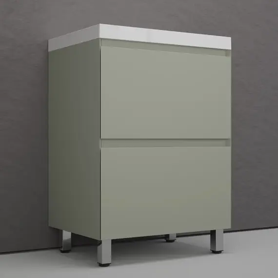 Тумба напольная Style line "Манхэттен 100/80/70/60" ЭМАЛЬ с  раковиной ASTI , 2 ящика ,PLUS ,олива
