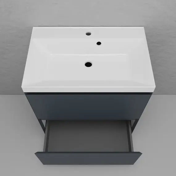 Тумба напольная Style line "Манхэттен 100/80/70/60" ЭМАЛЬ с раковиной ASTI , 2 ящика , PLUS, графит