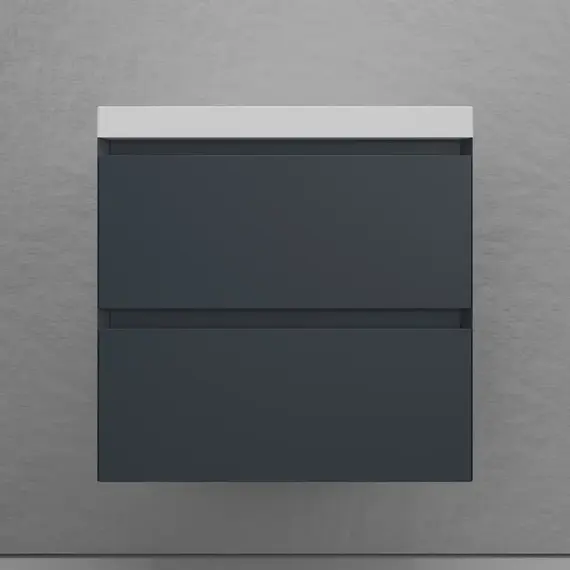 Тумба подвесная "Манхэттен 100/80/70/60" ЭМАЛЬ с раковиной  ASTI , 2 ящика PLUS графит