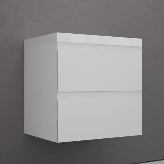 Тумба подвесная "Манхэттен 100/80/70/60" ЭМАЛЬ с  раковиной  ASTI , 2 ящика ,PLUS , белый матовый