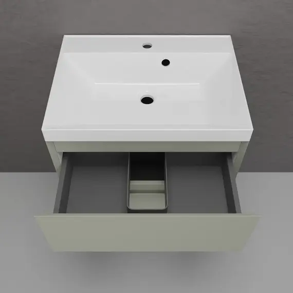 Тумба подвесная "Манхэттен 100/80/70/60" ЭМАЛЬ с раковиной  ASTI , 2 ящика PLUS олива