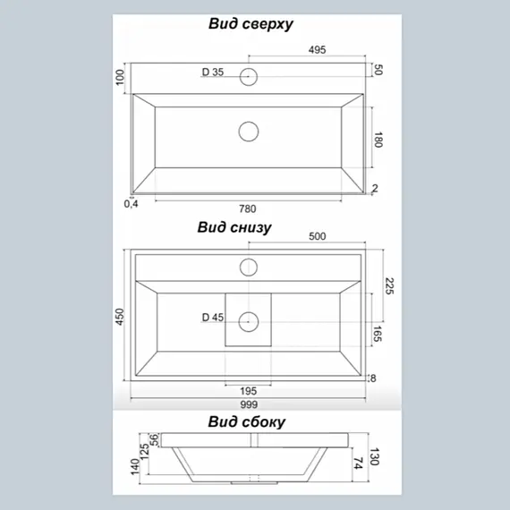 Тумба подвесная ACWEN МОДЕРН 100  графит матовый с раковиной Слим 100