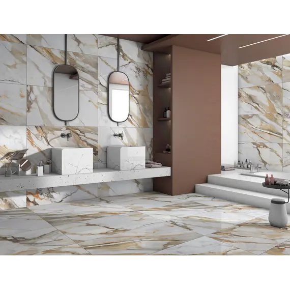 Керамогранит Borghini_GT Белый  карвинг/полированная