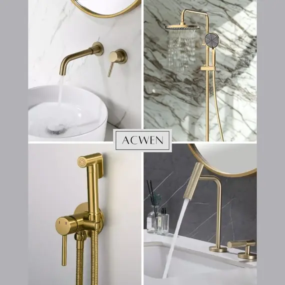 Смеситель для раковины скрытого монтажа ACWEN 6605C матовое золото