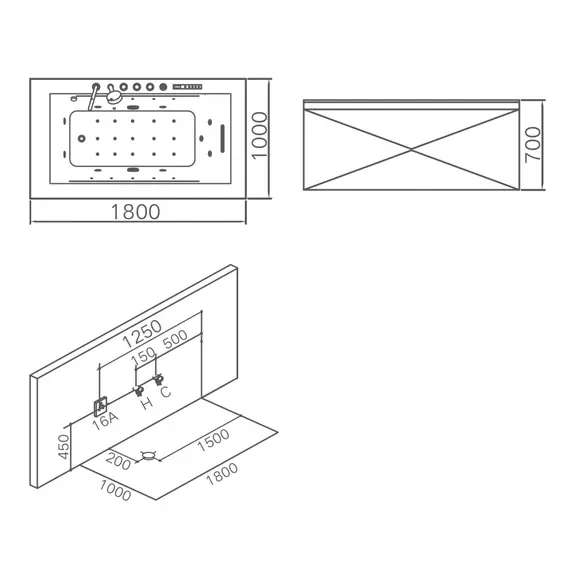 Акриловая гидромассажная ванна Gemy G9258  180*100
