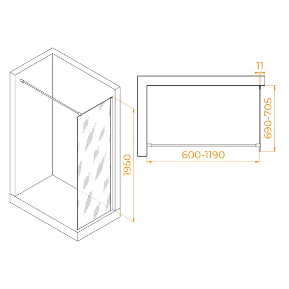 Перегородка для душа RGW WA-002