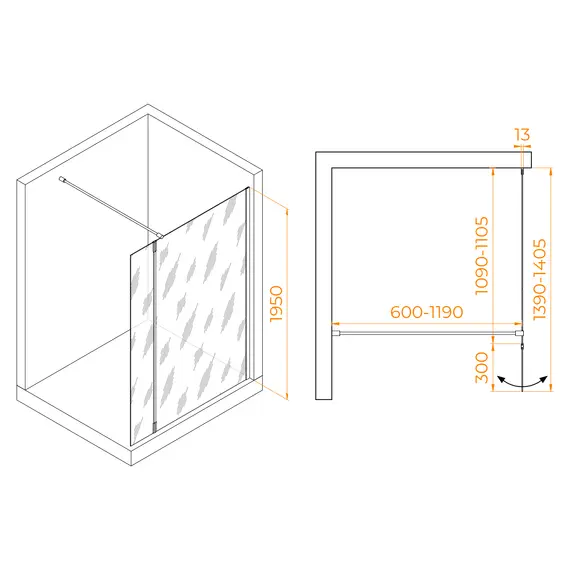 Душевая перегородка RGW WA-051Gb (WA-010Gb + Z-071Gb)