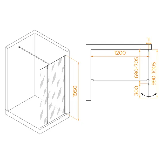 Душевая перегородка RGW WA-051W (WA-01W0 + Z-071W)