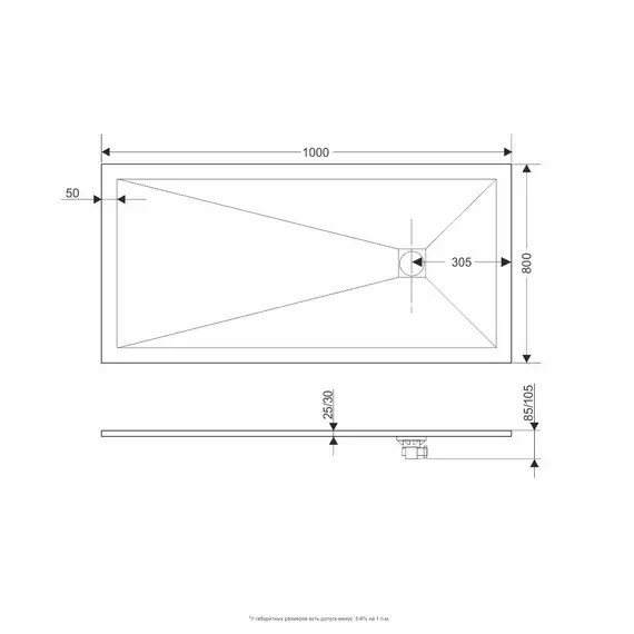 Душевой поддон прямоугольный RGW ST-G