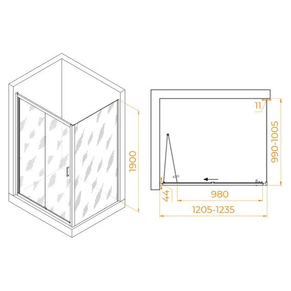 Душевой уголок RGW PA-142B (PA-21B+Z-050-5B) прозрачное/черный