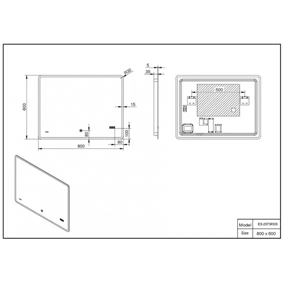 Зеркало со встроенной подсветкой Esbano ES-2073 RDS 80х60