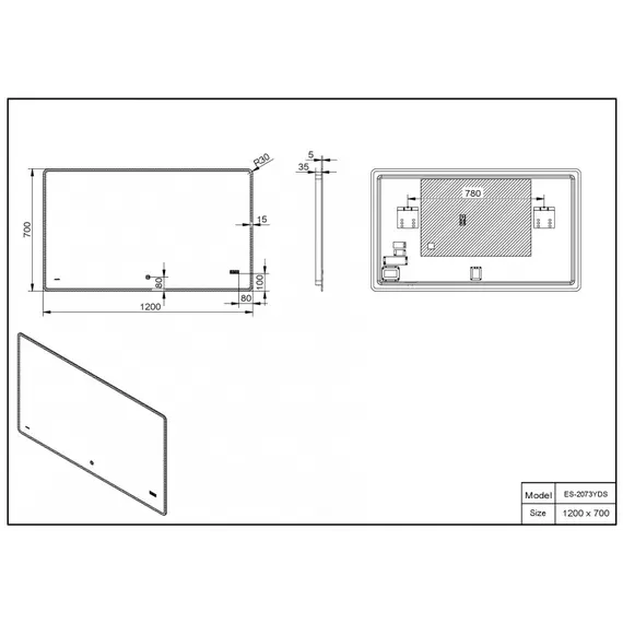 Зеркало со встроенной подсветкой Esbano ES-2073 RDS 80х60