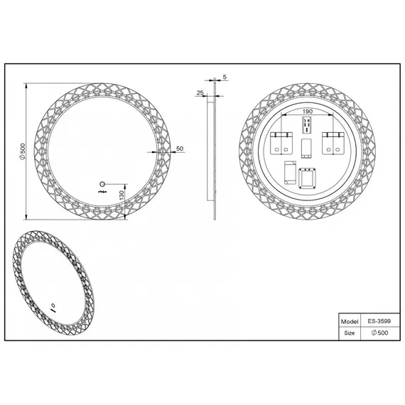 Зеркало со встроенной подсветкой Esbano  окружность 50/59/68 см