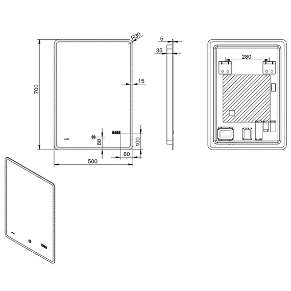 Зеркало со встроенной подсветкой Esbano ES-2073FDS/HDS  50х70