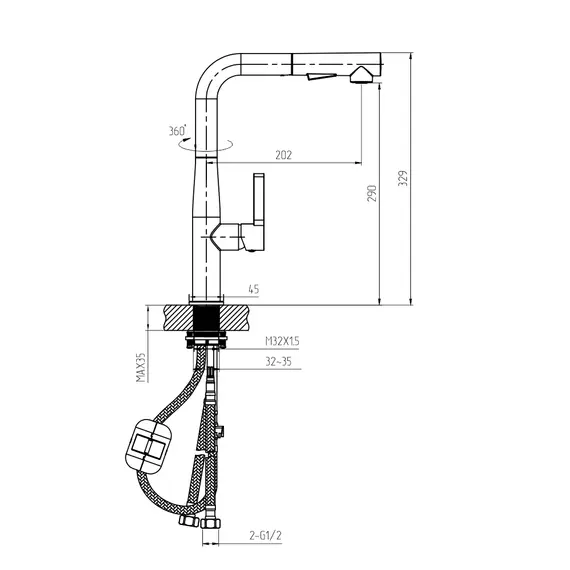 Смеситель для кухни AVS 811-191-BG брашированное золото
