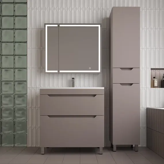 Пенал Style line "Остин" 36 см напольный 1 ящик тауп темный эмаль PLUS