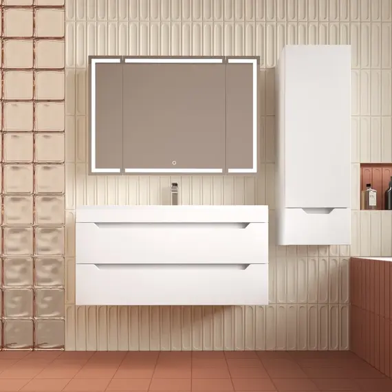 Тумба подвесная Style line "Остин" с раковиной Фортуна 2 ящ белый эмаль PLUS