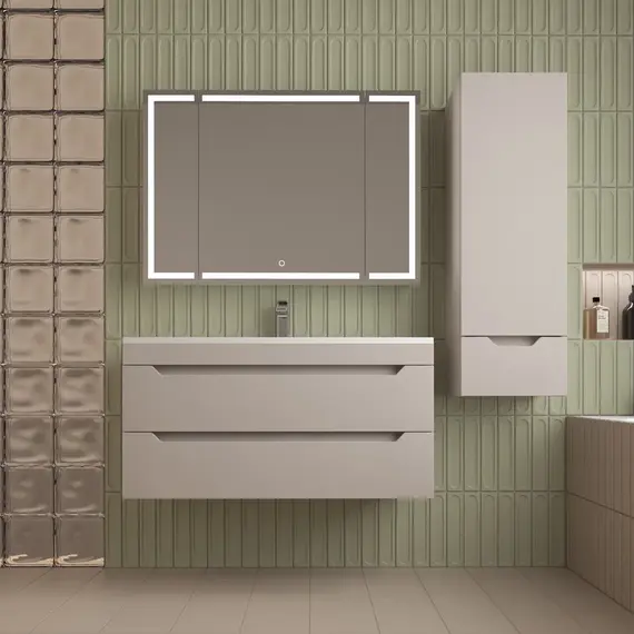 Тумба подвесная Style line "Остин" с раковиной Фортуна 2 ящ крем эмаль PLUS