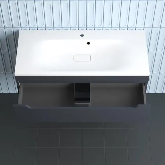 Тумба подвесная Style line "Остин" с раковиной  Фортуна 2 ящ графит эмаль PLUS