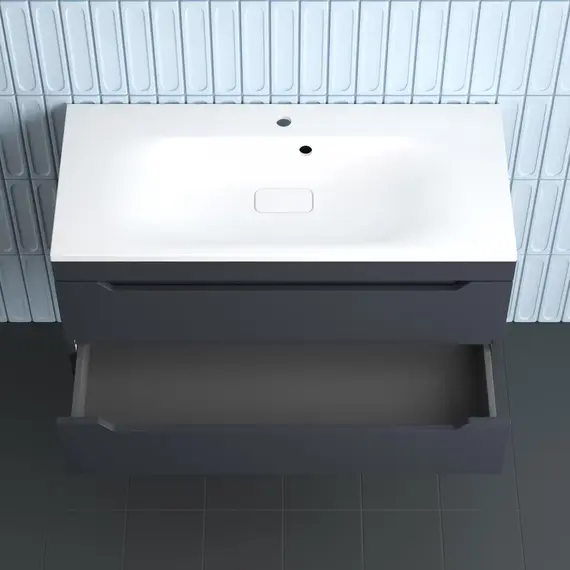 Тумба подвесная Style line "Остин" с раковиной  Фортуна 2 ящ графит эмаль PLUS