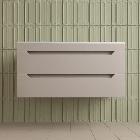 Тумба подвесная Style line "Остин" с раковиной Фортуна 2 ящ крем эмаль PLUS