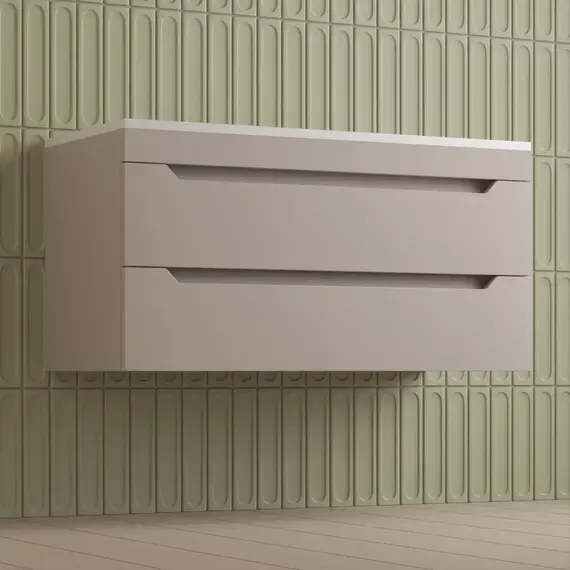 Тумба подвесная Style line "Остин" с раковиной Фортуна 2 ящ крем эмаль PLUS