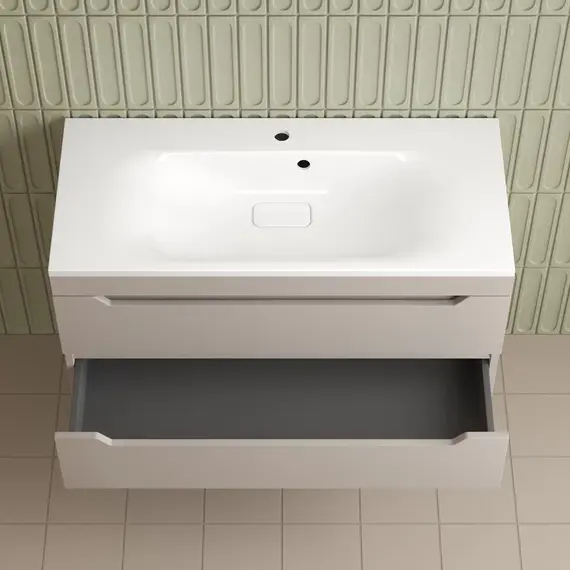 Тумба подвесная Style line "Остин" с раковиной Фортуна 2 ящ крем эмаль PLUS