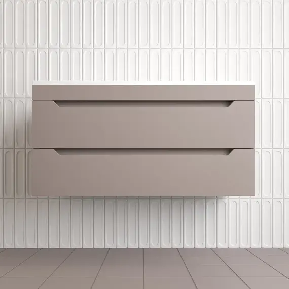 Тумба подвесная Style line "Остин" с раковиной Фортуна 2 ящ тауп темный эмаль PLUS