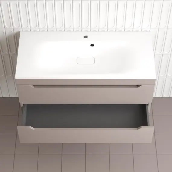 Тумба подвесная Style line "Остин" с раковиной Фортуна 2 ящ тауп темный эмаль PLUS