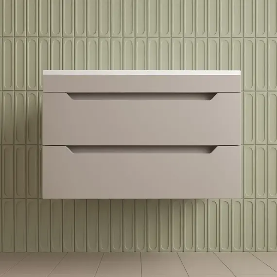 Тумба подвесная Style line "Остин" с раковиной Фортуна 2 ящ крем эмаль PLUS