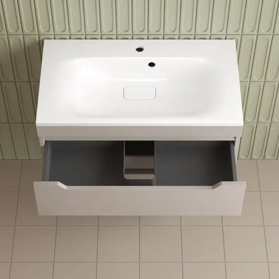 Тумба подвесная Style line "Остин" с раковиной Фортуна 2 ящ крем эмаль PLUS