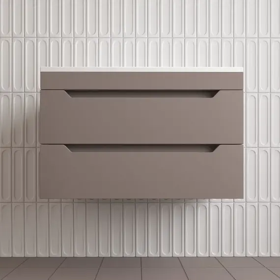 Тумба подвесная Style line "Остин" с раковиной Фортуна 2 ящ тауп темный эмаль PLUS