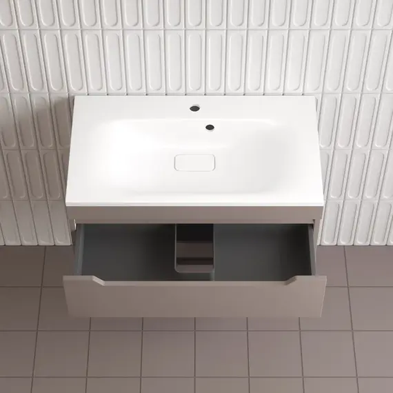 Тумба подвесная Style line "Остин" с раковиной Фортуна 2 ящ тауп темный эмаль PLUS