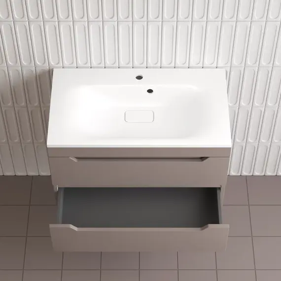 Тумба подвесная Style line "Остин" с раковиной Фортуна 2 ящ тауп темный эмаль PLUS