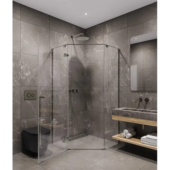 Timo Душевой угол TTSSP-90-100/13C-8, распаш , проф никель, стекло проз 8 мм