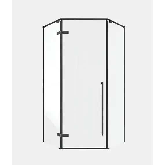 Timo Душевой угол TTSSP-90-100/03C-8, распаш , проф черный, стекло проз 8 мм